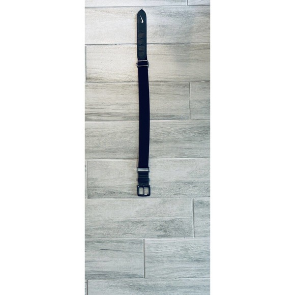 Nike Logo Stretch Belt Women’s 22"/40" Black on Black Steel White Logo Any Size - Picture 5 of 6